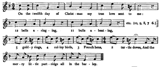 12 Days of Christmas ~   "  
On the twelfth day of Christmas, 
*Space* *Space* *Music2* my true love sent to me

Twelve drummers drumming
  Eleven pipers piping

Ten lords a-leaping
*Space* *Space* *Music1* Nine ladies dancing

Eight maids a-milking
  Seven swans a-swimming

Six geese a-laying
*Space* *Space* *Music2* Five golden rings

Four calling birds
  Three french hens

Two turtle doves and
*Space* *Space* *Music2* A partridge in a pear tree
  "  

 
*Angel*

 
 





 ...